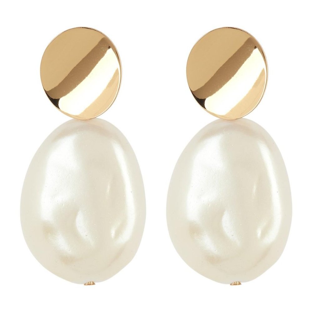 Kate Spade Large Pearl Drop Earrings in Metallic